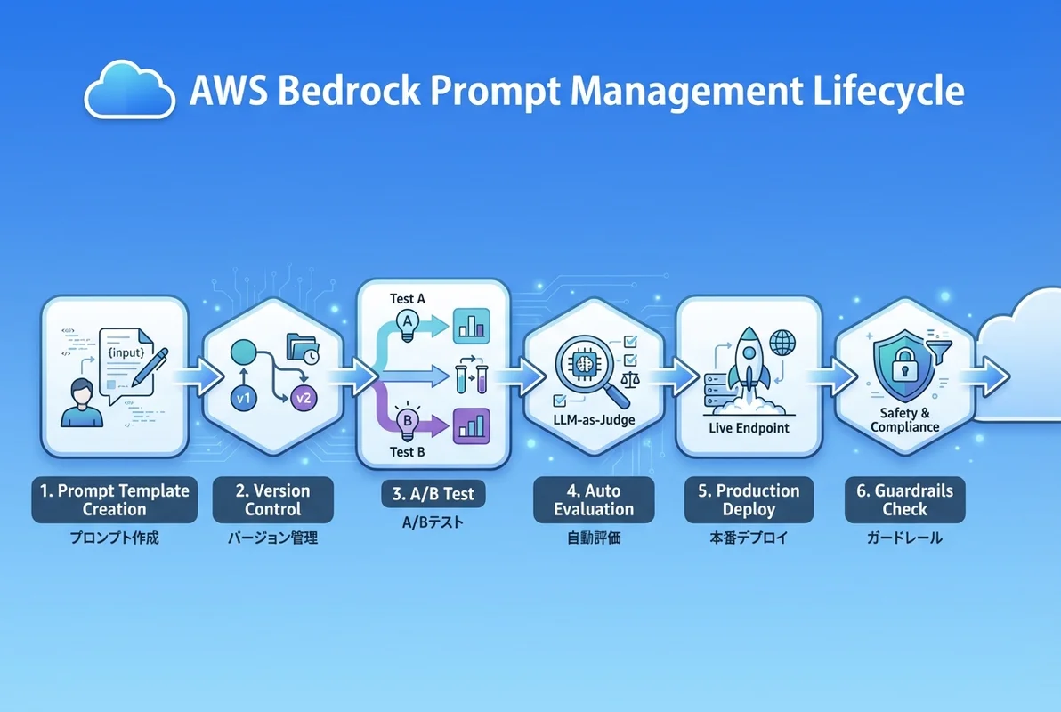 AWS Bedrock Prompt Managementアーキテクチャのインフォグラフィック
