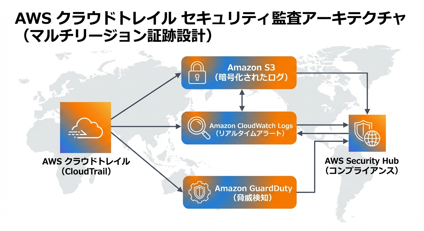CloudTrailセキュリティ監査アーキテクチャ図