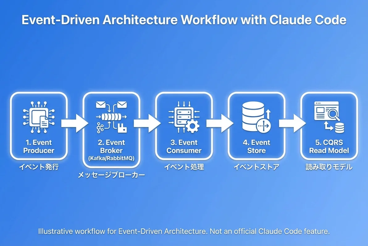 Claude Codeイベント駆動アーキテクチャ設計のインフォグラフィック