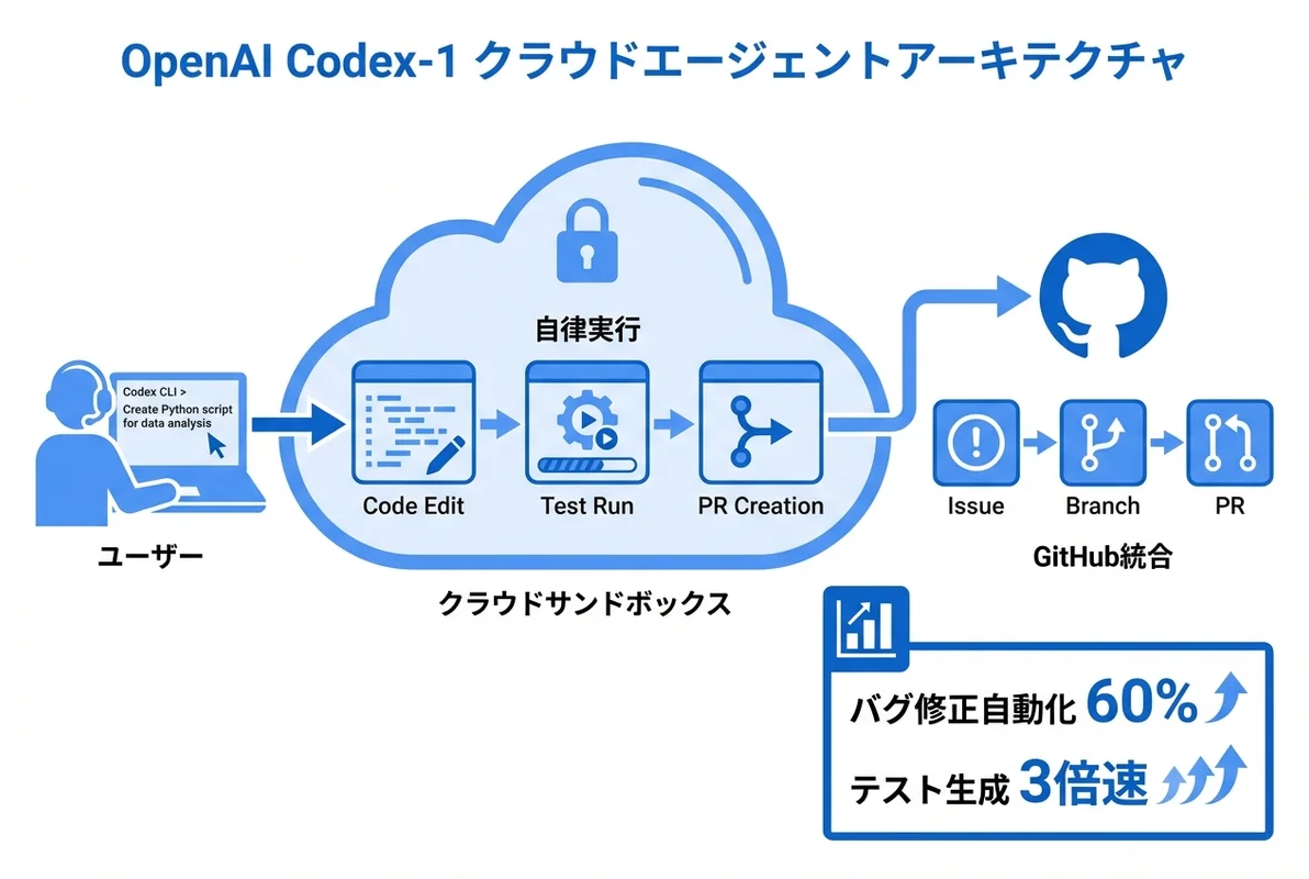 Codex-1クラウドエージェントのアーキテクチャと実行フロー