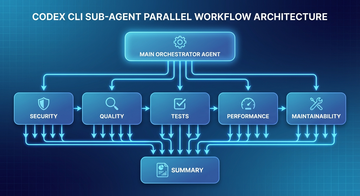Codex CLIサブエージェント並列ワークフローのアーキテクチャ図