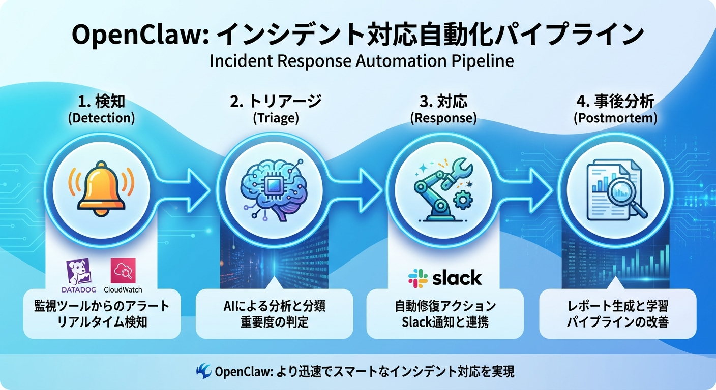 OpenClawインシデント対応自動化フローの全体像