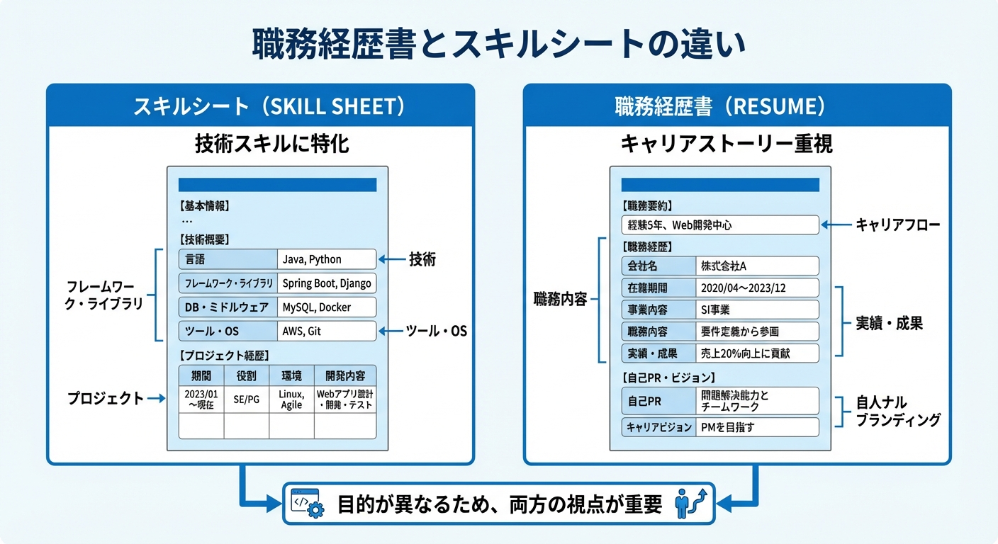 職務経歴書とスキルシートの違い