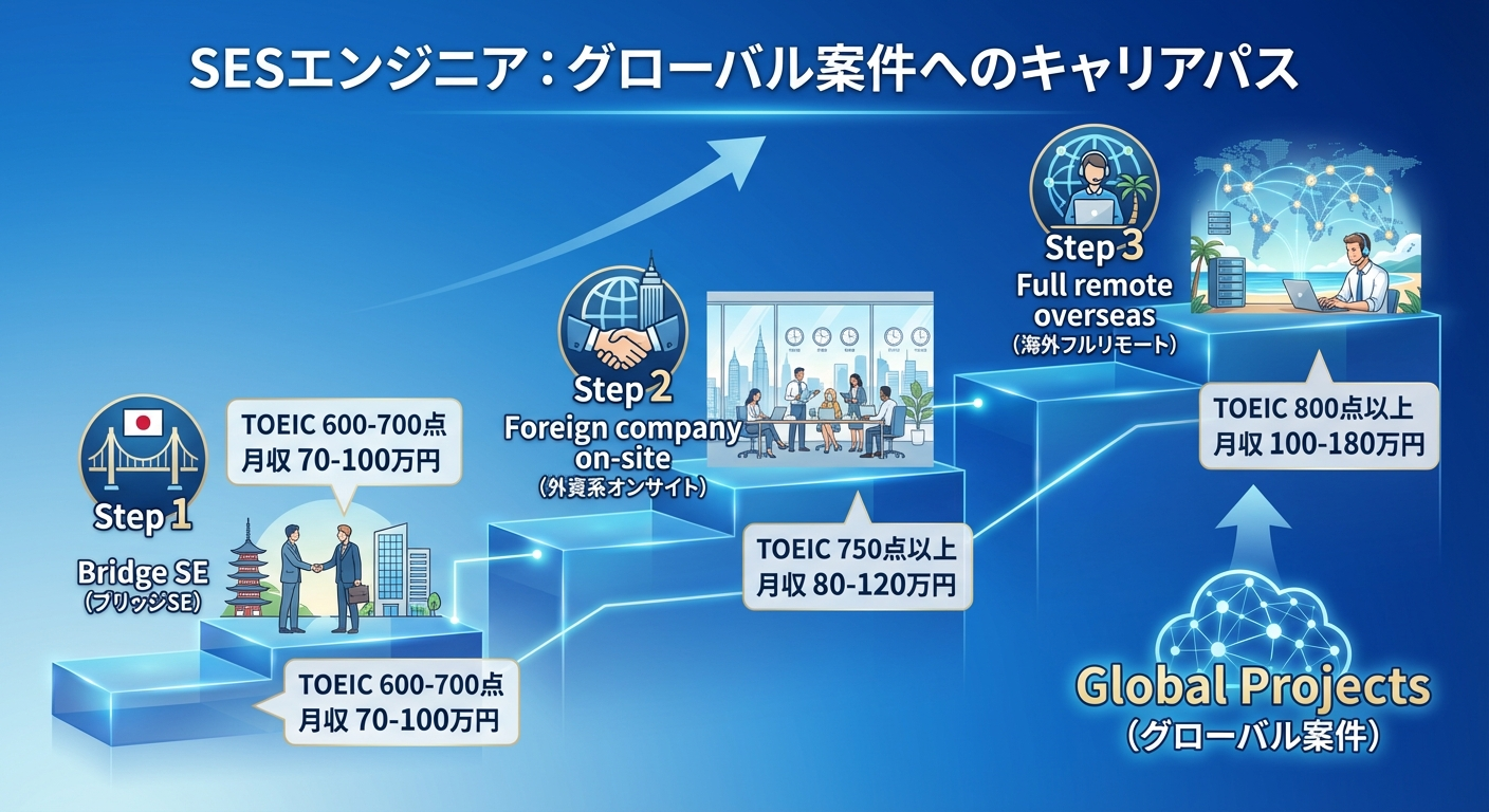 SESエンジニアの海外案件参画ステップ