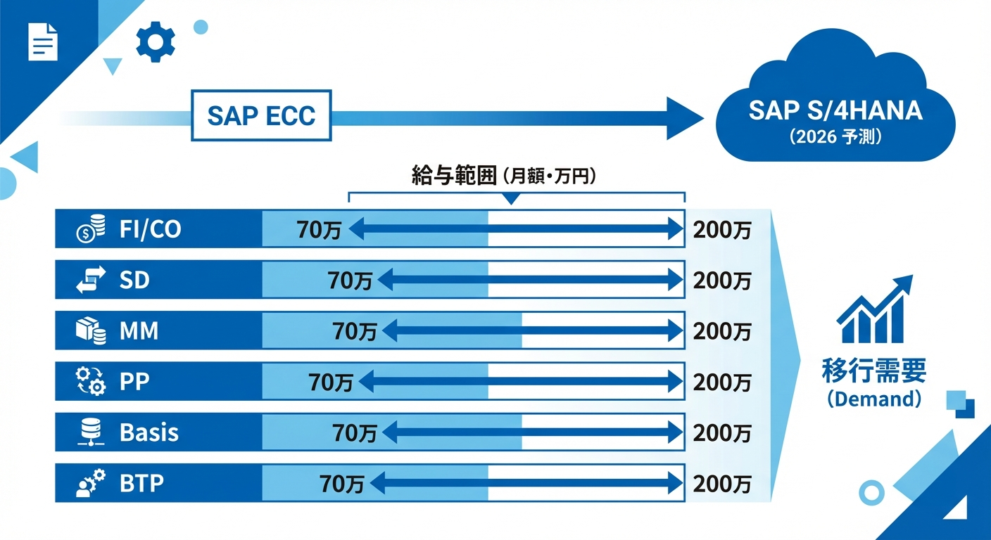 SAP S/4HANA移行の需要推移と単価相場マップ