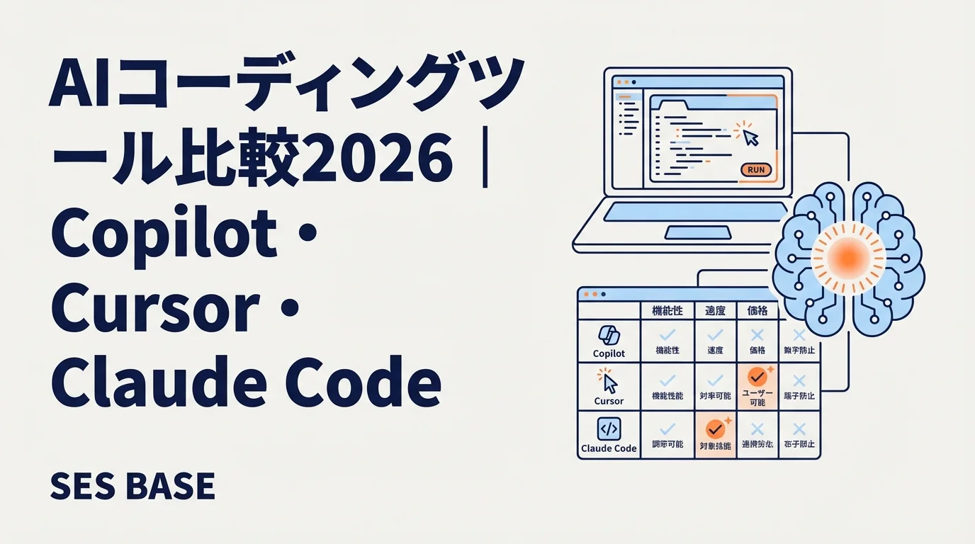 AIコーディングツール比較2026｜Copilot・Cursor・Claude Code